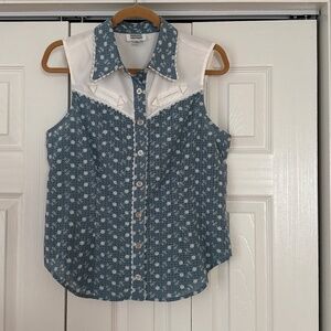 Unique Vintage Western Sleeveless Top